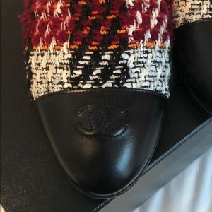 CHANEL Shoes - burgundy Chanel tweed loafers CHANEL Shoes - burgundy Chanel tweed loafers